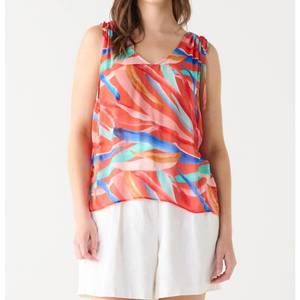NEW DEX CLOTHING tropical tank top in sunset
